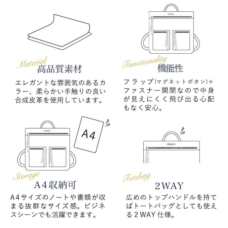 ソフトフェイクレザーファスナーポケットデザイン2WAYリュック/401824 