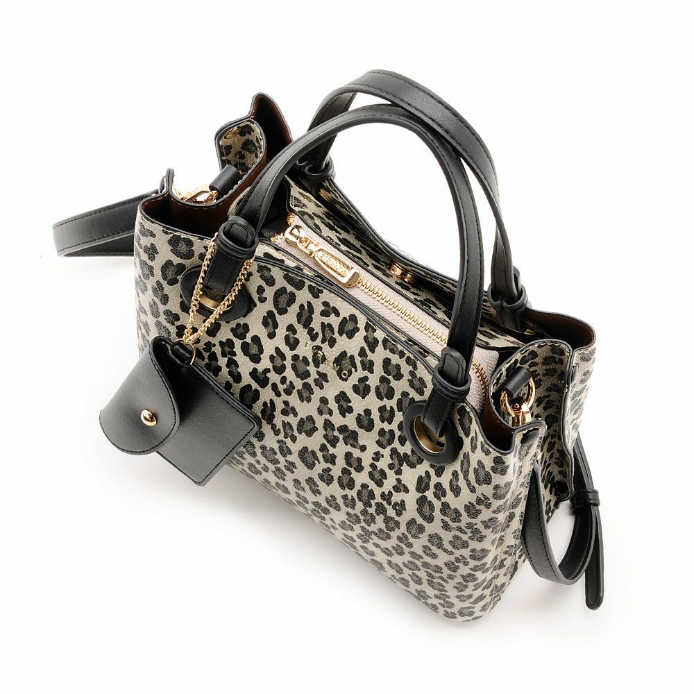 カジュアルシックレオパードハンドバッグ(パスケース付き)/402292